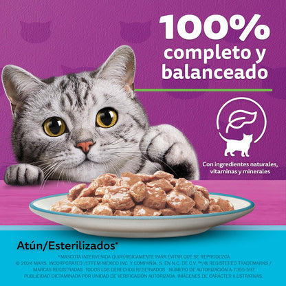 Whiskas Sobres para Gatos Adultos Esterilizados Sabor Atún 24 Piezas de 85gr