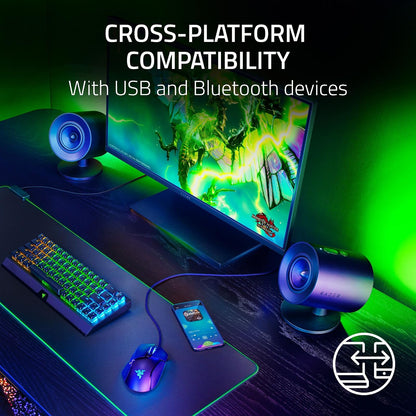 Razer Nommo V2 - Altavoces Gamer de Rango Completo 2.1 para PC Subwoofer con Cable