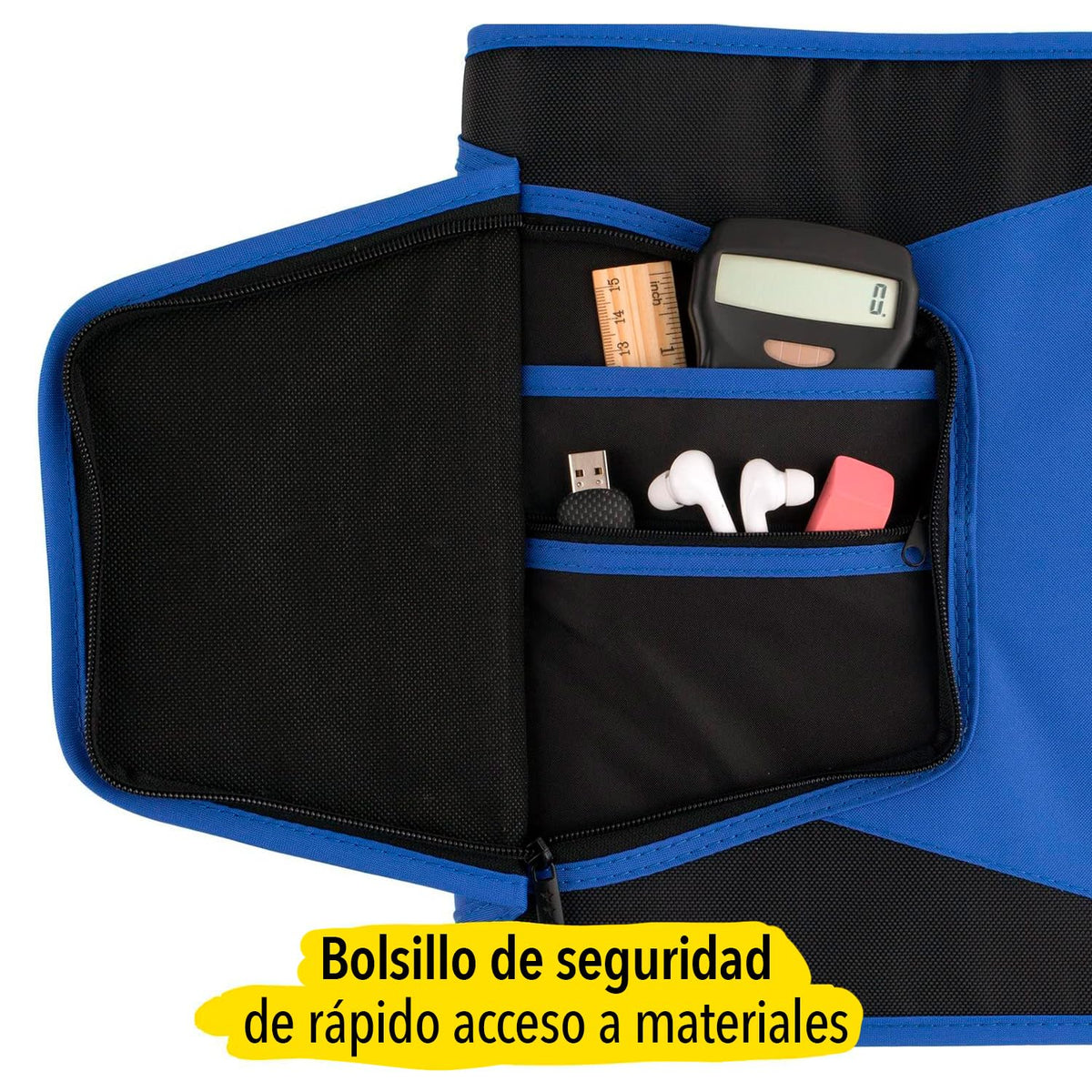 Five Star - Carpeta con cremallera de 1-1/2 pulgadas, carpeta de 3 anillas, archivo expandible de 3 bolsillos, duradera, azul (72202)