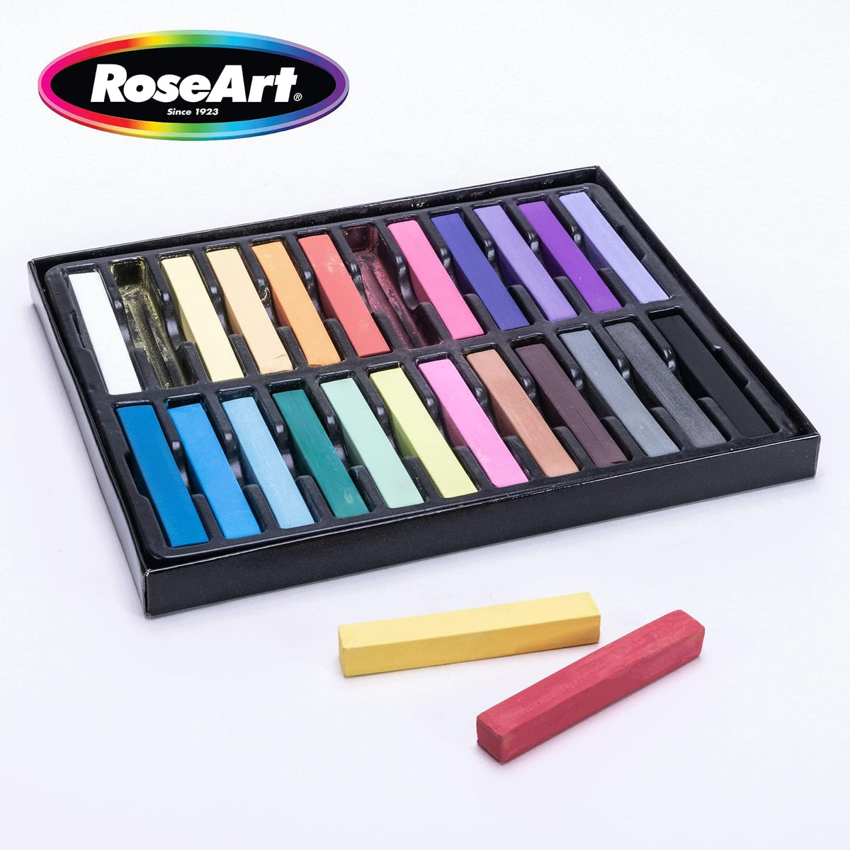 RoseArt Premium - Juego de palos pastel de 24 quilates largos y suaves para profesionales, ricos en pigmentos, colores vivos