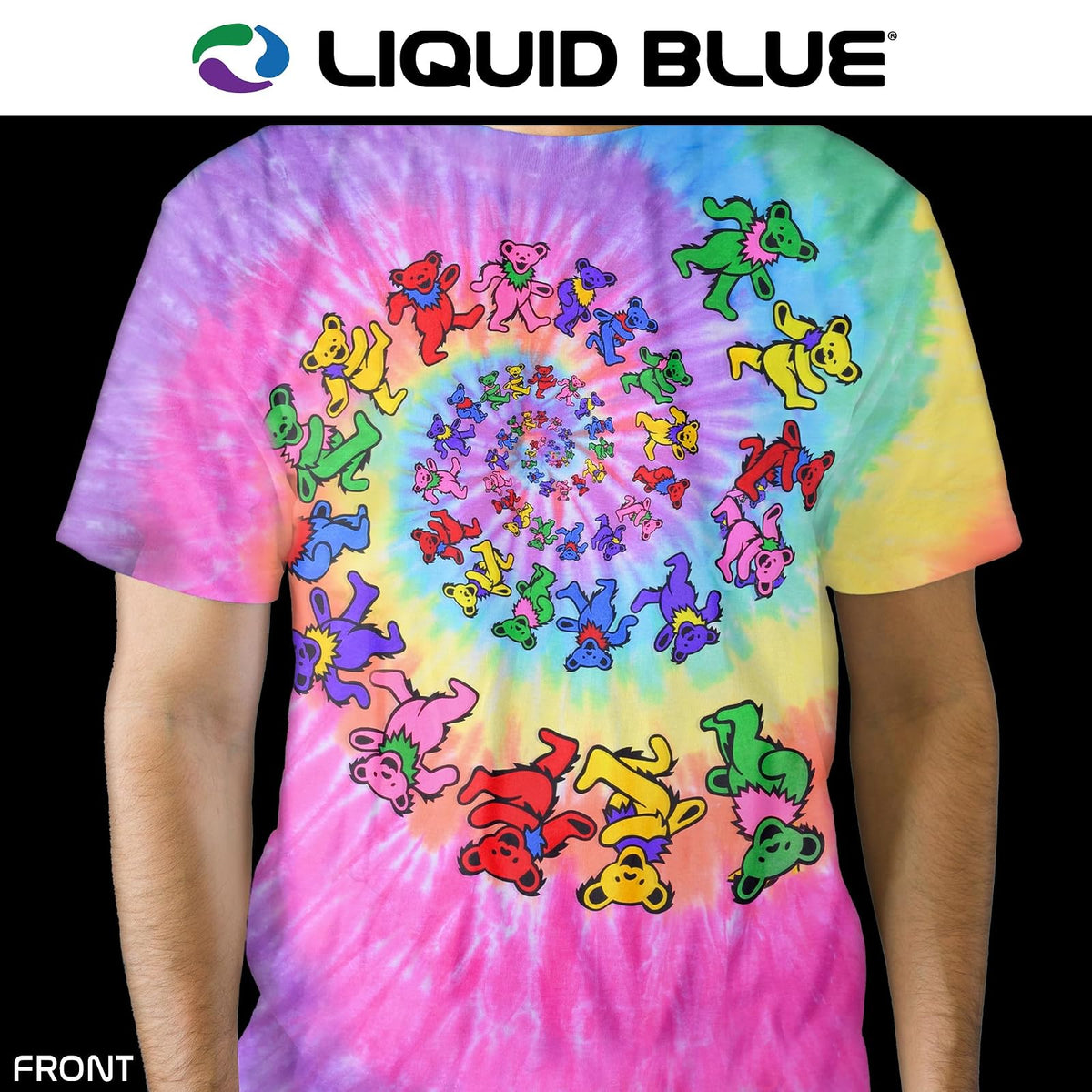 Liquid Blue Grateful Dead Spiral Bears - Camiseta para Hombre