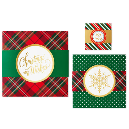 Hallmark - Cajas de regalo de Navidad, paquete de 3 tamaños surtidos (rayas rojas y verdes, a cuadros, lunares) para regalos de anfitriona, fiestas de día festivo, golosinas envueltas