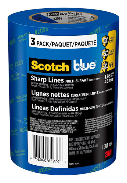 Scotch - Cinta para pintor de superficies, 3 rollos, 1.88" Width, Azul