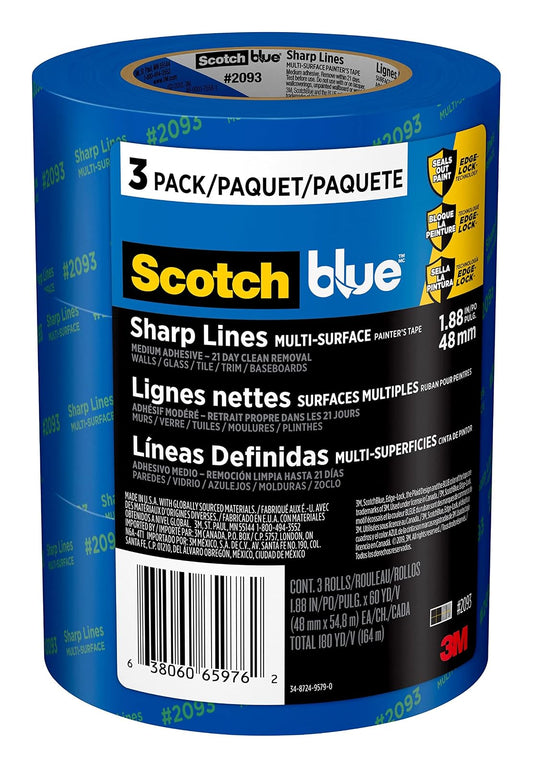 Scotch - Cinta para pintor de superficies, 3 rollos, 1.88" Width, Azul