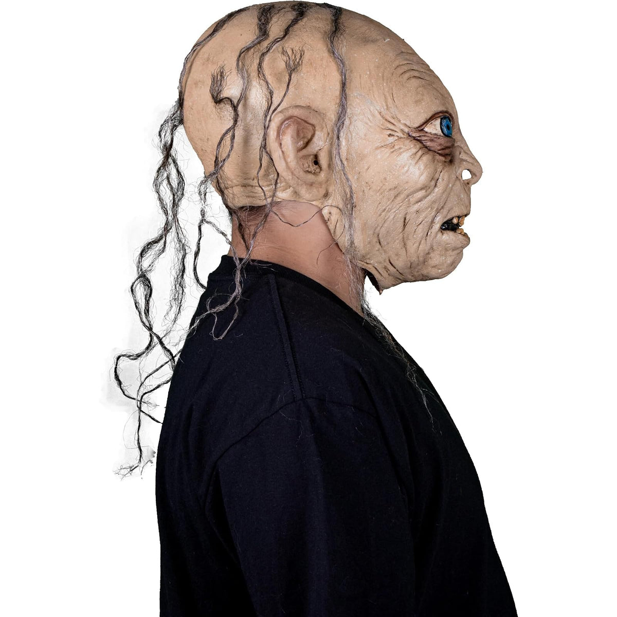 REV Gollum Máscara Látex | Licencia Oficial Señor de los Anillos Adulto | Disfraz Halloween Cosplay | Detalle Realista con Cabello y Dientes Terroríficos Talla M
