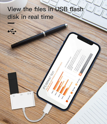 zoyuzan Lector de Tarjetas SD de Memoria para cámara Compatible con iPhone, Compatible con Lightning Macho a USB Hembra OTG Adaptador Micro TF Cargador Divisor de Carga de alimentación