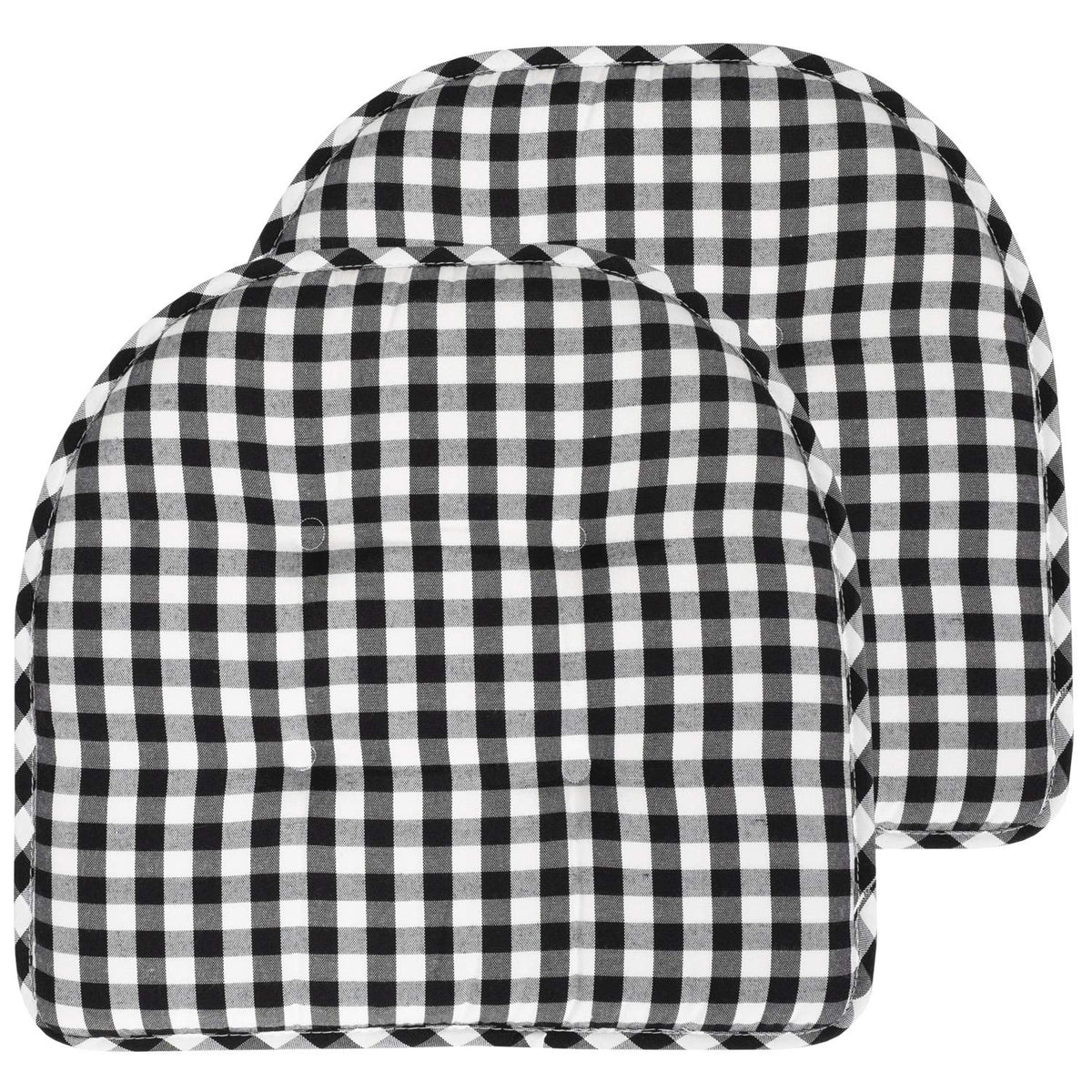 Sweet Home Collection Cojín de Espuma Viscoelástica para Silla - Cuadros Negro - Blanco - 2 Unidad (Paquete de 1)