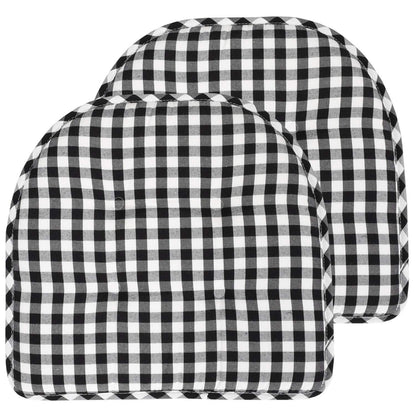 Sweet Home Collection Cojín de Espuma Viscoelástica para Silla - Cuadros Negro - Blanco - 2 Unidad (Paquete de 1)