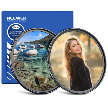 Neewer Set de Filtros CPL y Difusor para Lente de Cámara - 67mm