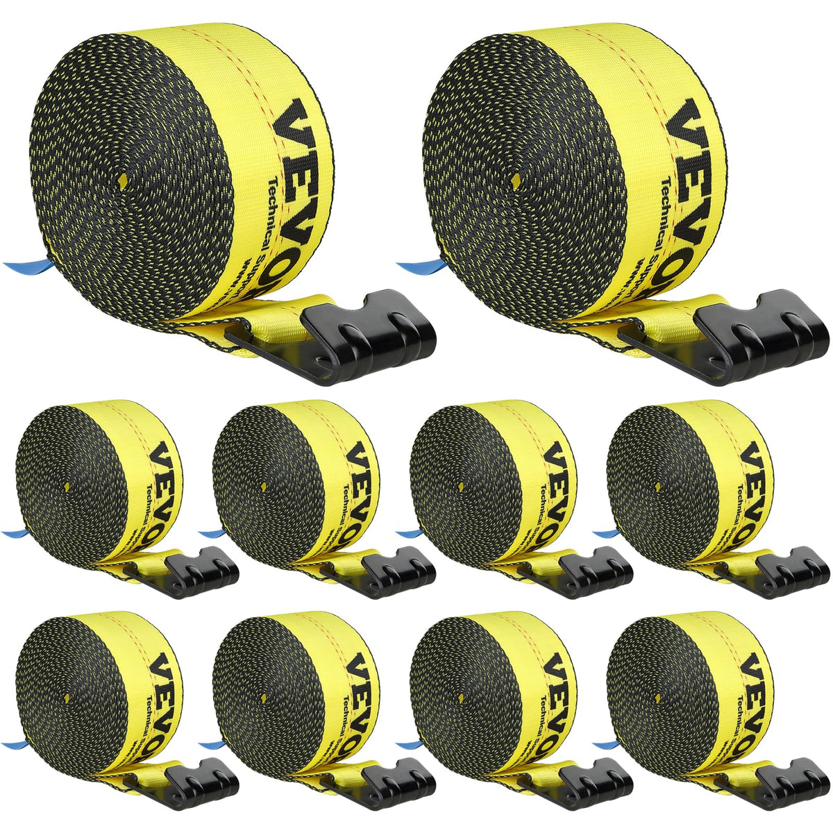 VEVOR Correas de Amarre para Carga 4' x 30', Paquete de 10 - 4" x30' - Amarillo