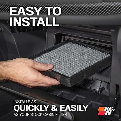 K&N Filtro de aire de cabina premium: alto rendimiento, lavable, flujo de aire limpio a tu cabina: diseñado para Jeep Wrangler JL 2018-2019 y Jeep Gladiator VF2064