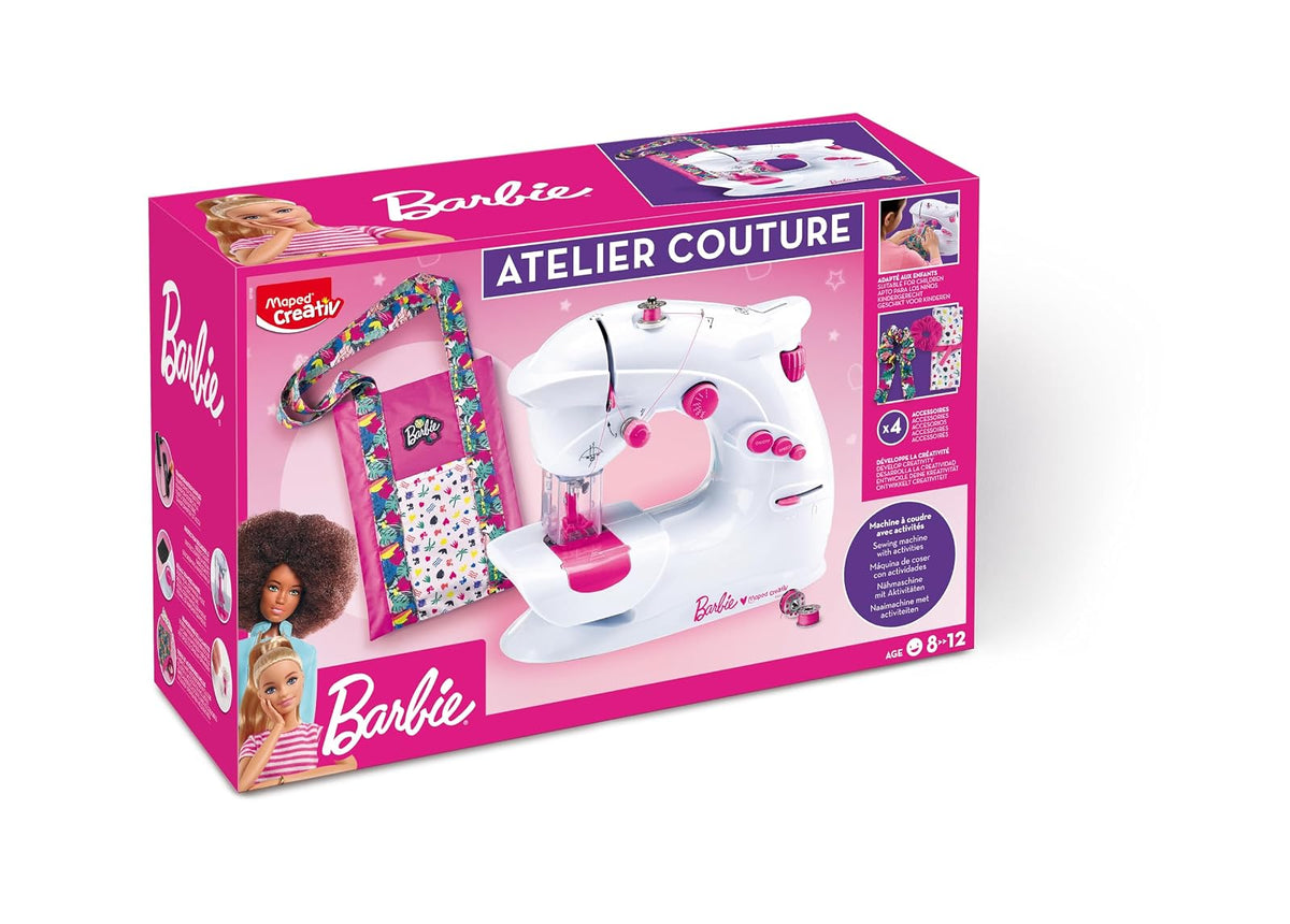 Maped - Manualidades Infantiles - Taller de Costura de Barbie - Colección Creativ - Para Realizar 4 Proyectos de Moda - Incluye Máquina de Coser y Materiales Necesarios