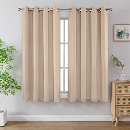 Joydeco Juego de Cortinas Opacas con Ojales, 2 Paneles - Beige claro - 132.1An x 182.9Al cm (2 Paneles)