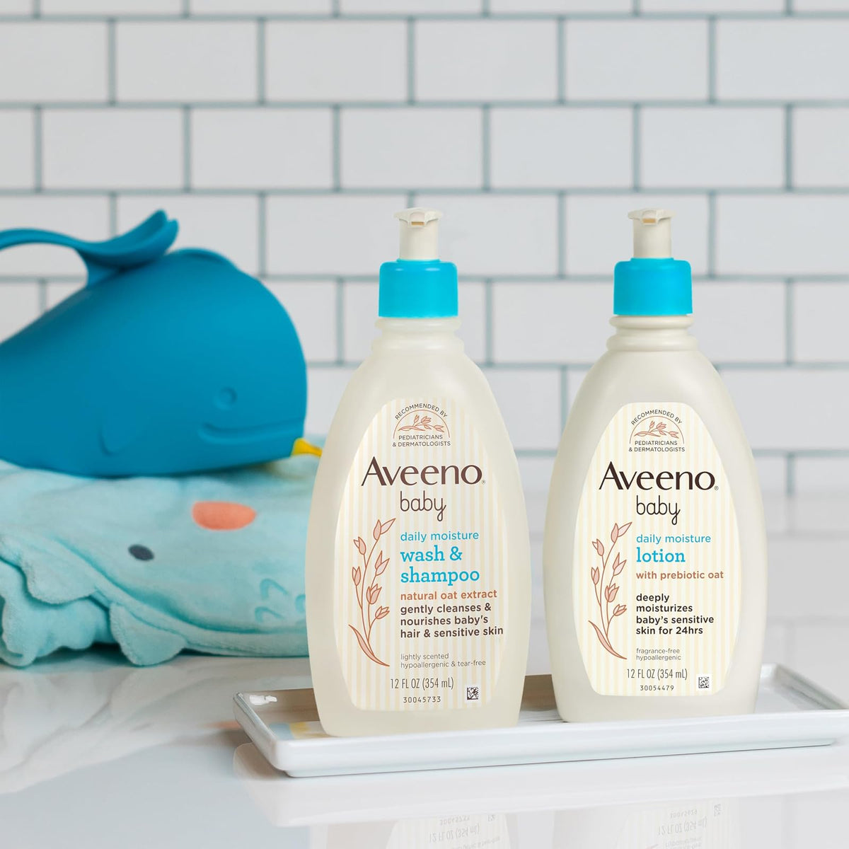 Aveeno Baby Gentle Moisturizing Daily Care Set, Natural Oat Extract, Natural Colloidal Oatmeal, 2 Items