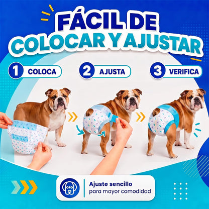 Fancy Pets Pañales Desechables para Perro Med, Súper Absorbentes, 12 Piezas, para Incontinencia, Entrenamiento y Celo, Cómodos y Ajustables