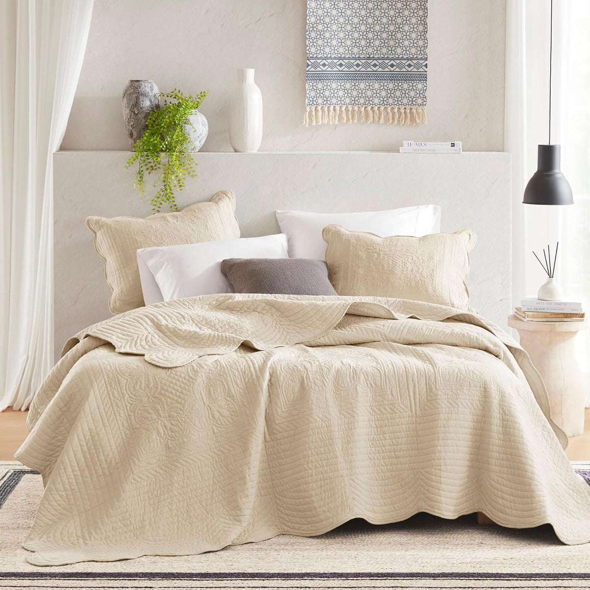 Madison Park Juego de Colcha Toscana Reversible 3 Piezas - King - California King - Ivory