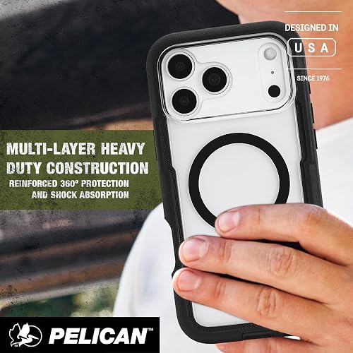 Pelican Voyager - Funda para iPhone 17 Pro Max [compatible con MagSafe] Funda resistente para teléfono de 25 pies, protección contra caídas de grado militar, cubierta resistente con clip para cinturón