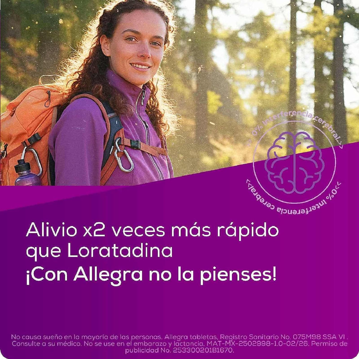 Allegra Antihistamínico para Alergias Leves a Moderadas 10 tabletas 120 mg. Controla los Síntomas de la Alergia a partir de 30 Minutos. No Causa Sueño