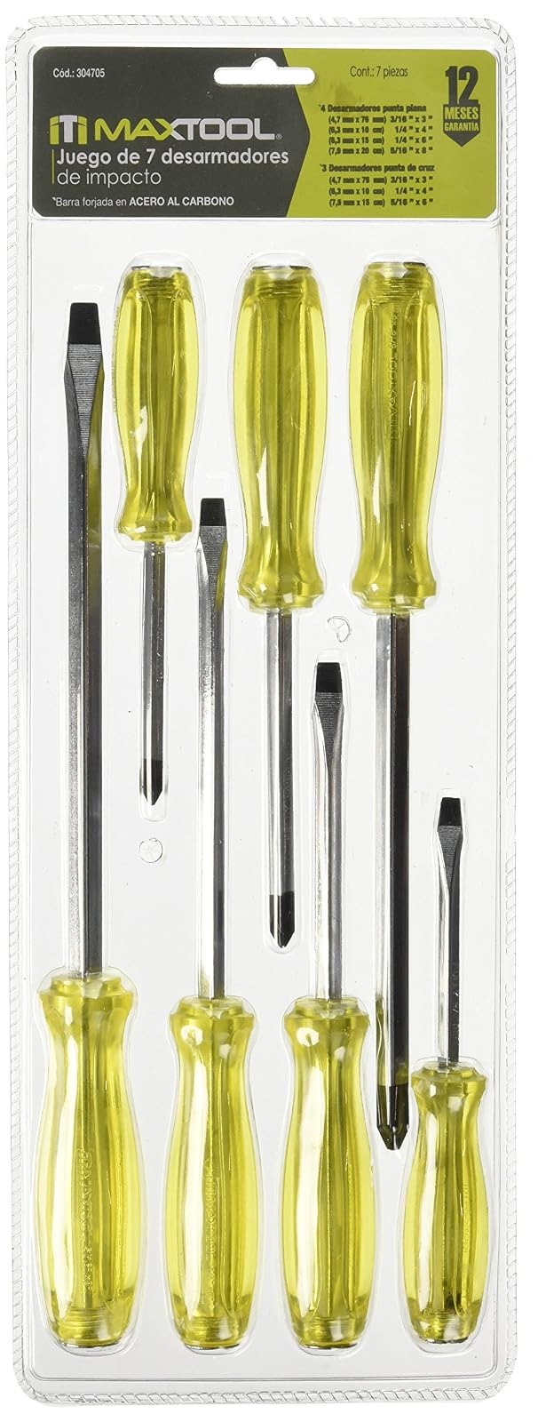 Aksi 304705 Juego de Desarmadores Maxtool de Impacto,7 Piezas