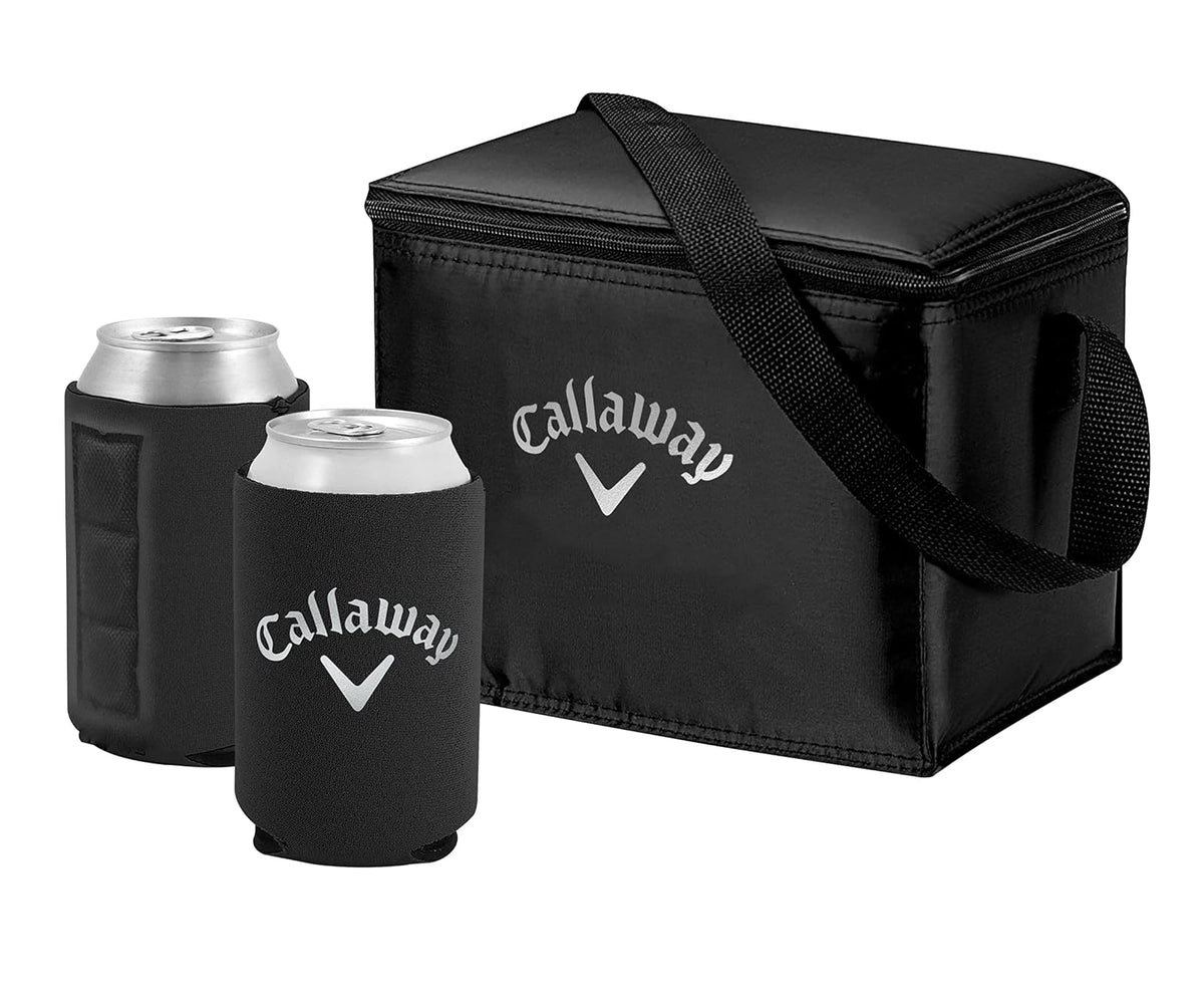 Weiche Kühltasche Geschenk-Set mit magnetischen Koozies (Schwarz)