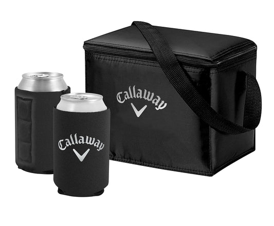 Weiche Kühltasche Geschenk-Set mit magnetischen Koozies (Schwarz)