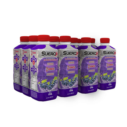 12 Pack de Suerox, FRESA-FRUTOS ROJOS, nuevo sabor, deliciosa hidratación saludable botellas con 630 ml + 12 Pack de, deliciosa hidratación saludable, UVA, botellas con 630 ml