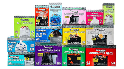 Ultrasac - 771228 Bolsas compactadoras de basura – (40 unidades con lazos) 18 galones para compactadores de 15 pulgadas – 63,5 x 88,9 cm, bolsas de desecho de basura de 2,5 mil, compatibles con Kitchenaid Kenmore Whirlpool GE Gladiator