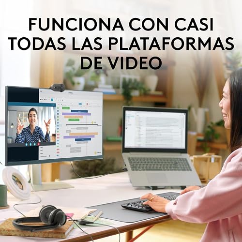 Logitech Brio 100, Webcam 1080p Full HD para Reuniones, Webcam para Streaming, Equilibrio de lluminación Automático, Micrófono Integrado, Tapa de Privacidad, USB-A, Color Grafito