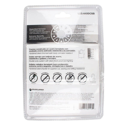 Lock L22A60DCSB Candado antipalanca doble cerrojo 60 mm, llave de disco