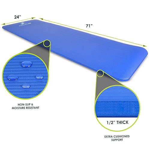 ProsourceFit - Esterilla de Yoga Extra Gruesa con Espuma Cómoda y Correa de Transporte - 1,3 cm de Espesor x 180 cm de Largo