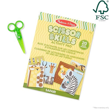 Melissa & Doug Safari Scissor Skills Activity Pad with Child-Safe Scissors – 20 Pages