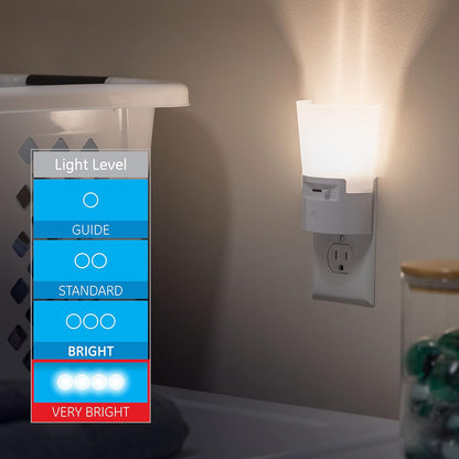 GE Ultrabrite Dimmable Sconce LED Night Light Plug-In, Energy Efficient, Dusk-to-Dawn Sensor, Adjustable , Ideal for Bedroom, Bathroom, Hallway, Nursery, White, 45123, 1 Pack