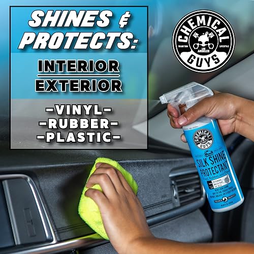 Chemical Guys Silk Shine Spray apresto y Protector seco al Tacto para neumáticos, molduras, Vinilo, plástico y más, Seguro para Automóviles, Camiones, Motocicletas, vehículos recreativos y más, 3,79 L