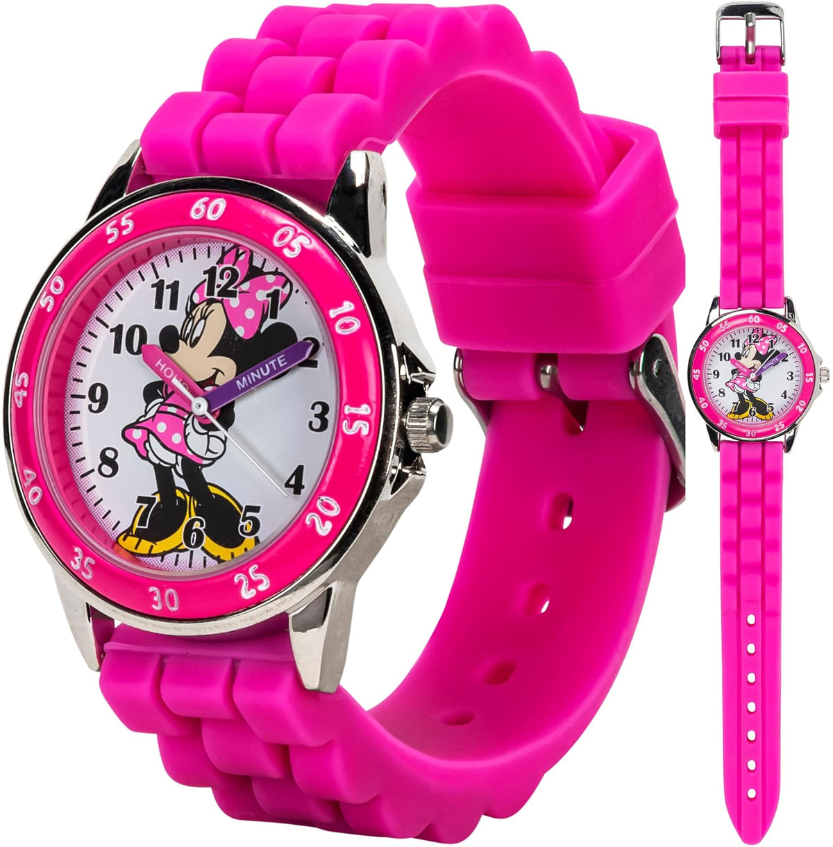 Accutime Kids Disney Mickey Mouse Minnie Mouse Analog Quartz Time Teacher Wrist Watch for Toddlers, Boys & Girls to Learn How to Tell Time