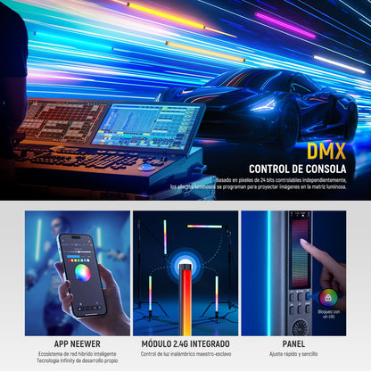 NEEWER - Luz de tubo RGB, luz de video LED de 30 W, RGBWW, varita de luz a todo color, con 18 escenas, efectos de 7 píxeles, 2500-10000 K, CRI97/TLCI98 6000 mAh, APP/2.4G/DMX control para grabación de