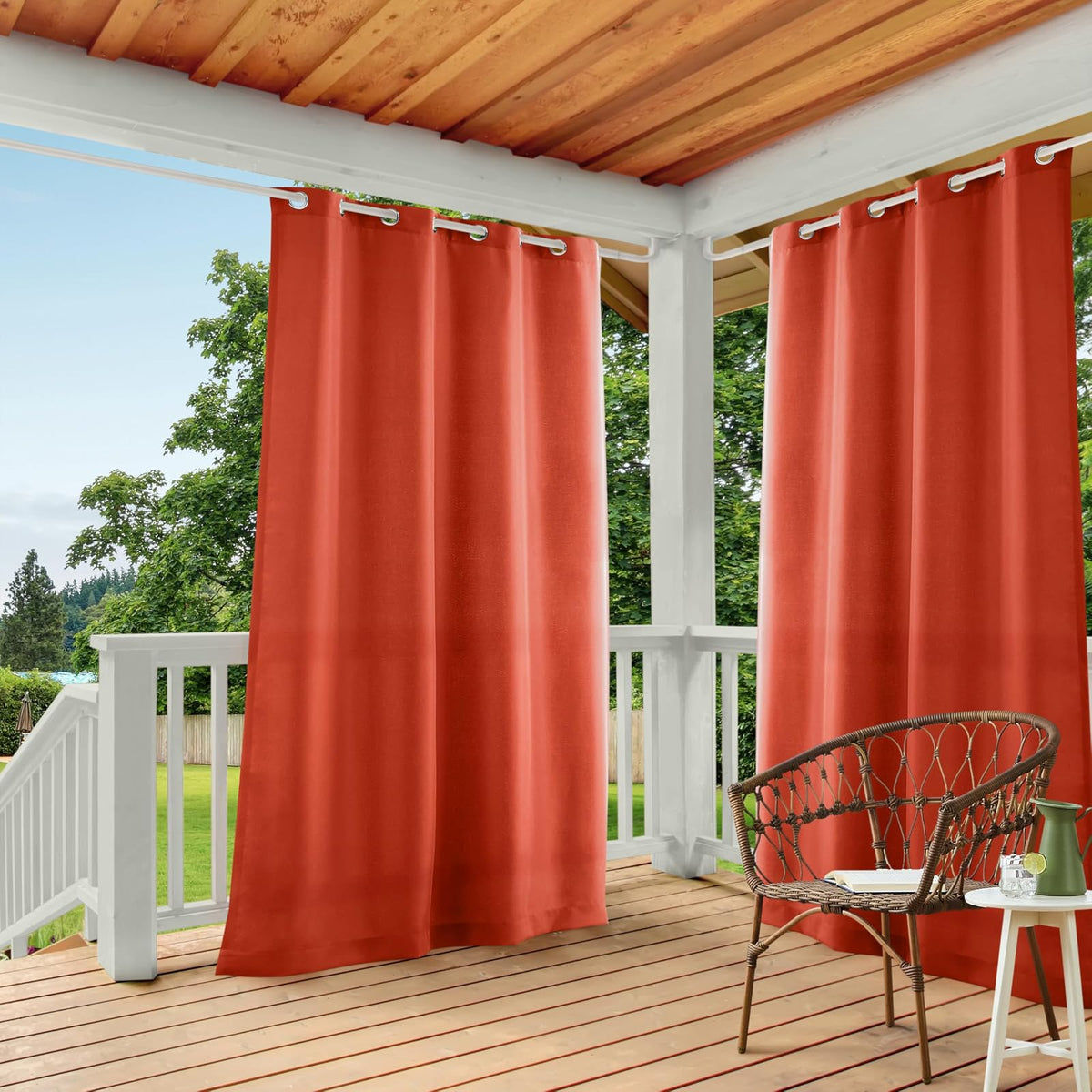 Exclusive Home Cortina para Interior/Exterior, Juego de 2 Paneles - Naranja Meca - 137.2An x 213.4Al cm (2 Paneles)
