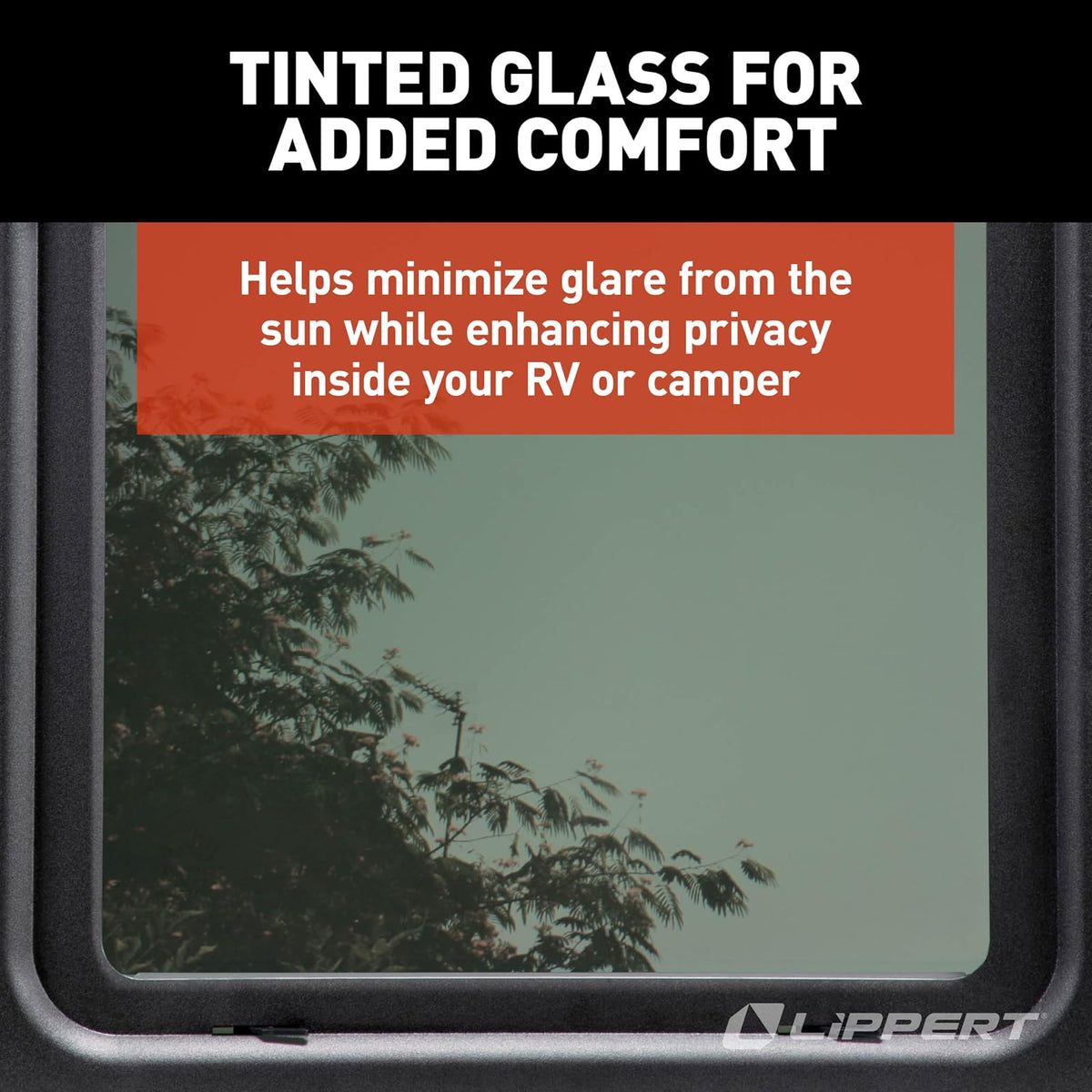 Lippert EcoCell - Kit Completo de Ventana de RV para Puertas de Entrada con Marco, Vidrio Tintado, persiana Horizontal, protección contra Bloqueo Solar, fácil operación Deslizante, instalación rápida