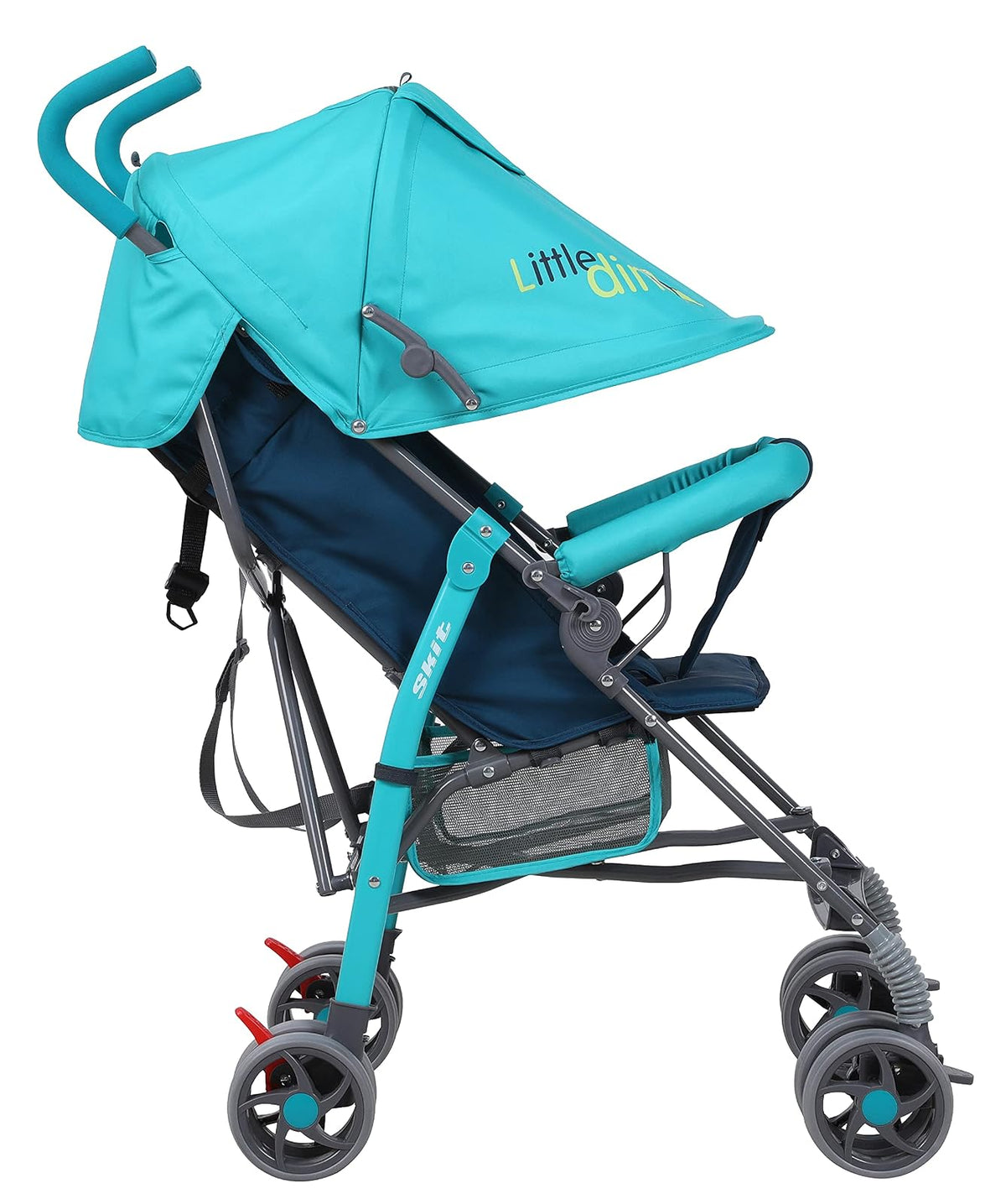 INFANTI | Carriola para Bebe de Baston SKIT | Carreola de Viaje | Desde 6 Meses hasta 15 kg - Compacta y Plegable | Ligera con Arnés de Seguridad | Color Dino Azul