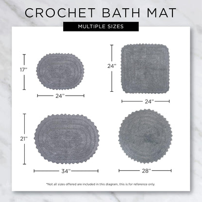 DII Ultra Soft Spa Cotton Crochet Oval Bath Mat or Rug Place in Front of Shower, Vanity, Bath Tub, Sink, and Toilet, 21 x 34" - White