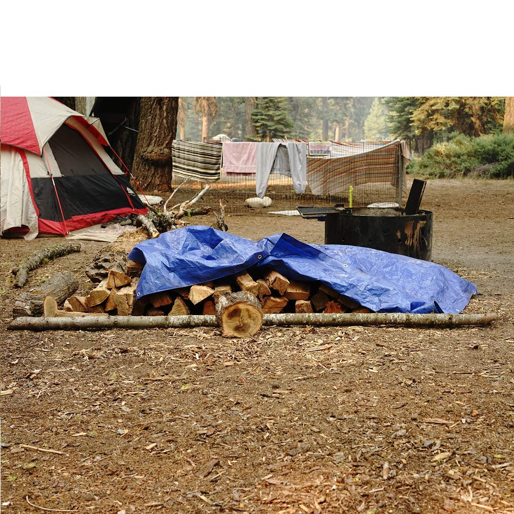Grizzly Tarps GTRP68 6-Feet X 8-Feet Blue Multi-Purpose 6ml Cubierta impermeable de lona de polietileno con tienda de campaña Refugio Lona de camping by Grizzly Tarps