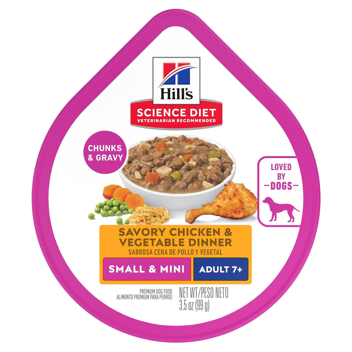 Hill's Science Diet Alimento Húmedo para Perro Senior Pollo 12 Pack 99G | Alimento húmedo Hill's para perro, pollo real, razas pequeñas, soporte envejecimiento, salud de corazón y riñones