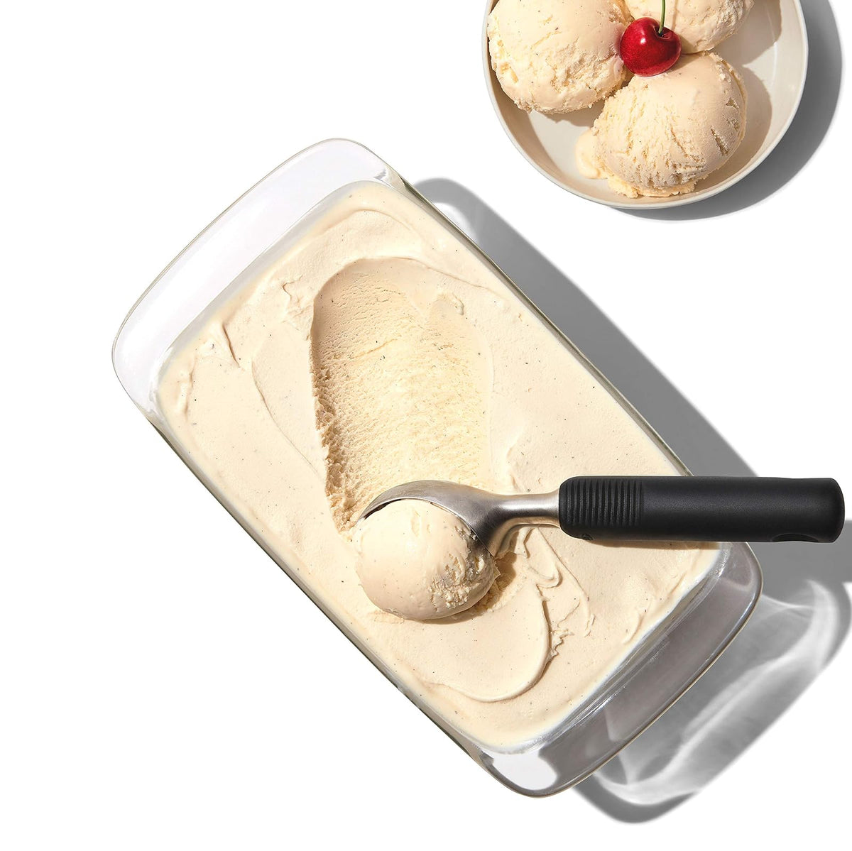 OXO Good Grips - Cuchara de helado de acero inoxidable sólido | Cucharas de cabeza curva, helados duros limpios, ideales para helados y sorbetes, aptos para lavaplatos