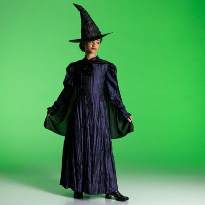 Wicked Elphaba Disfraz para niñas, disfraz oficial de lujo de elphaba malvado, capa y sombrero, tamaño de niños (10-12)