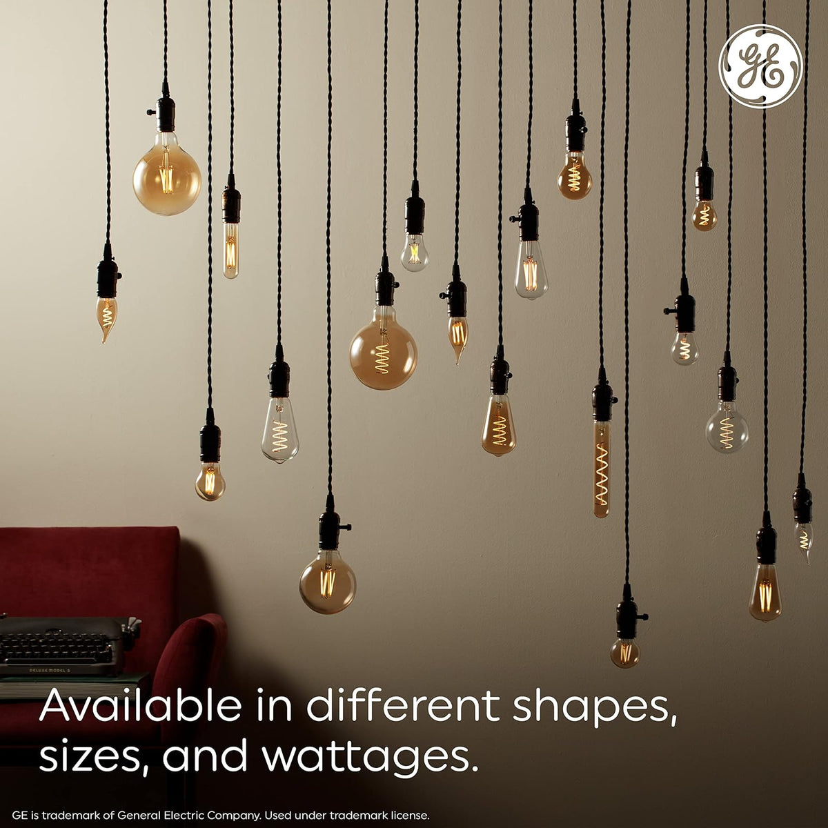 GE - Bombillas LED de estilo clásico, 40 W, acabado ámbar, luz de vela cálida, foco decorativa, base pequeña (1 unidad)