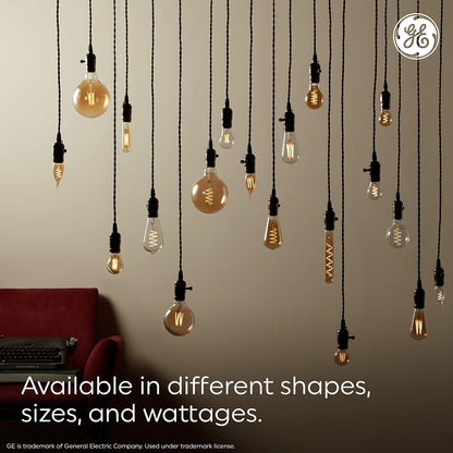 GE - Bombillas LED de estilo clásico, 40 W, acabado ámbar, luz de vela cálida, foco decorativa, base pequeña (1 unidad)
