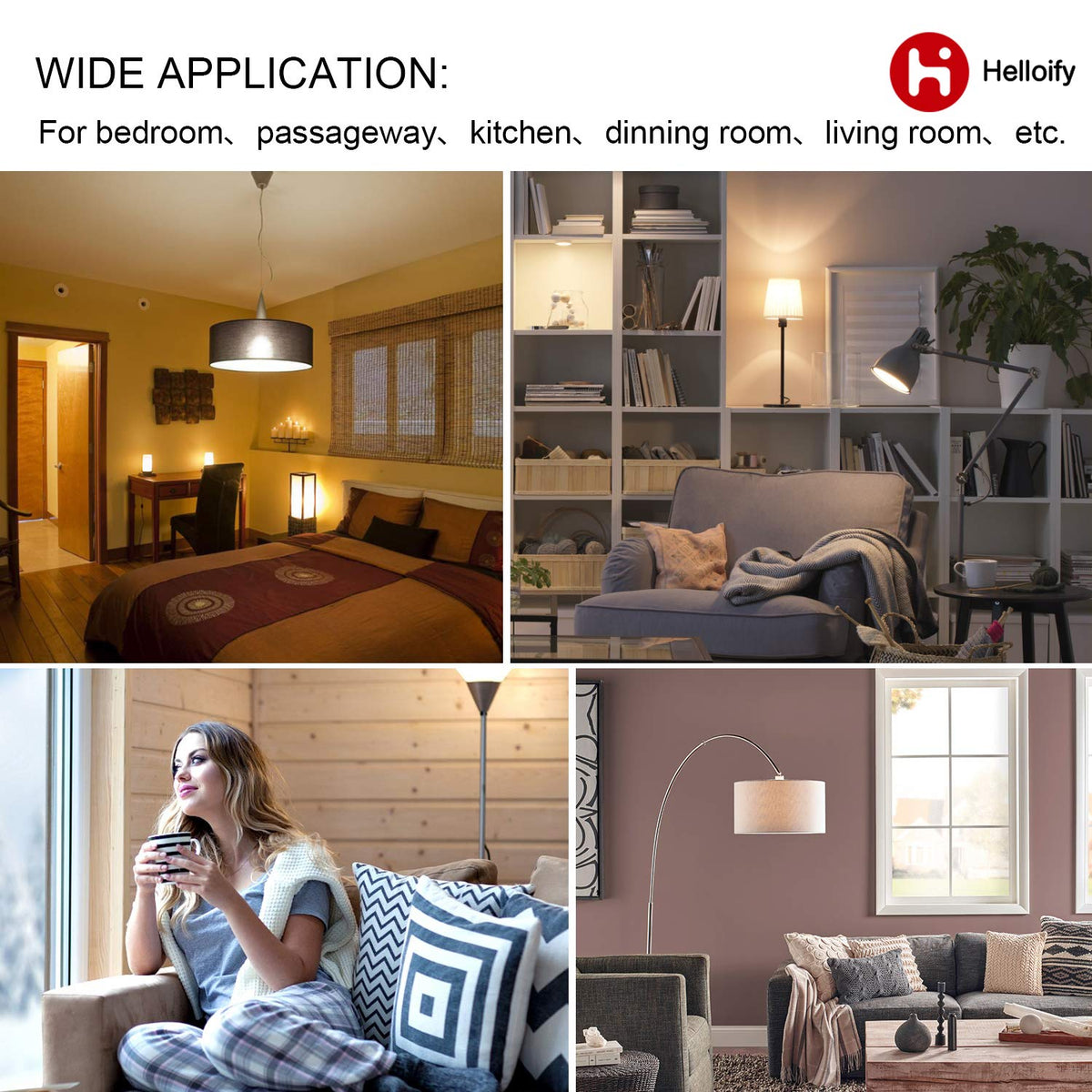 Helloify BR30 - foco LED de inundación, 9 W, equivalente a 65 W, luz blanca suave de 2700 K, lámpara de ahorro de energía para oficina/hogar, no regulable, base de tornillo E26, 6 unidades