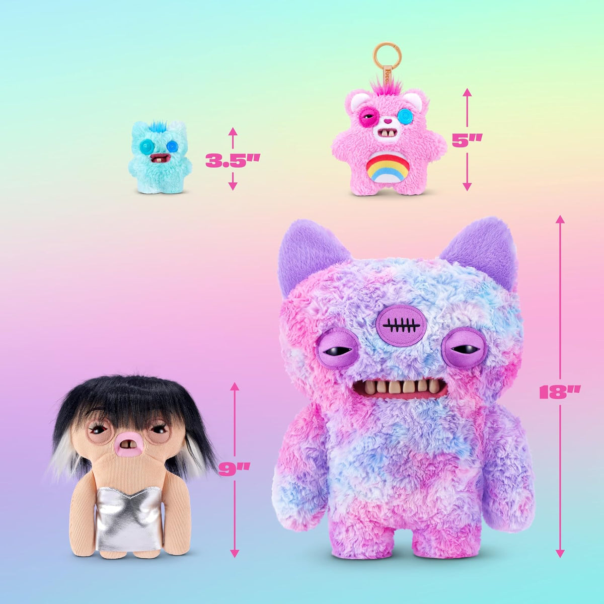 Fuggler Llavero Oso Cariñoso de 12.7 cm de Peluche Coleccionable (Paquete de 6) de ZURU con diseño Divertido y Monstruo Feo con Llavero de Enganche, Perfecto para Bolsos, Mochilas y fanáticos