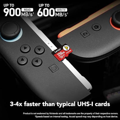 Lexar 256GB Play Pro microSD Express Card, UHS-I, C10, U3, V30, Full HD, 4K, hasta 900/600 MB/s Tarjeta de Memoria, Compatible con Nintendo Switch 2, ASUS ROG Ally, Steam Deck, Gaming