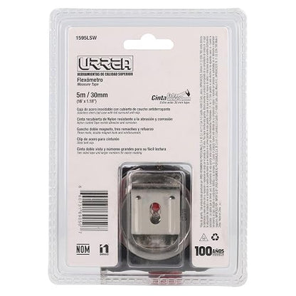 Urrea 1595LSW Flexómetro de Acero Inoxidable, 5 m X 30 mm