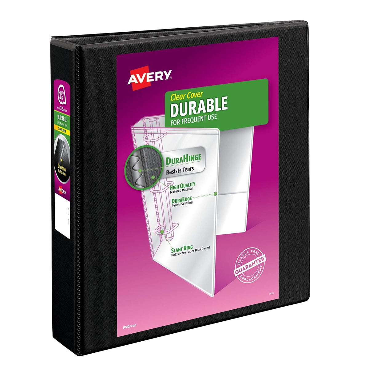 Avery Durable vista cartón con hueco última intervensión Slant Anillo, Negro, 3,81cm - 3,81cm - Negro